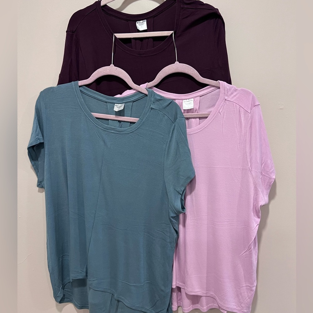 Athleta Women’s Ribbed T-shirt  - Maroon,Teal, and Light Pink
